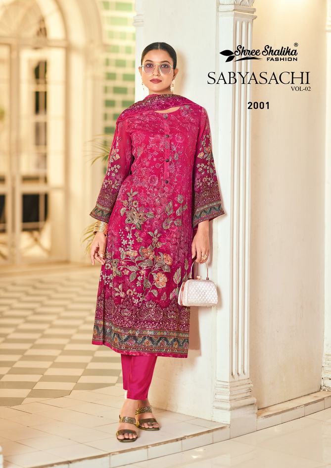 Sabyasachi Vol 2 By Shree Shalika Georgette Printed Embroidery Dress Material Wholesalers In Delhi